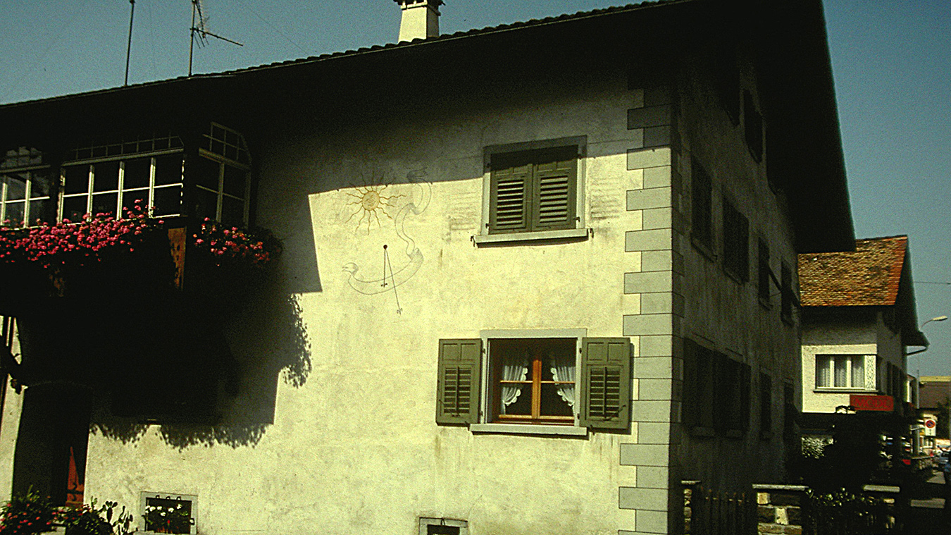 Sundial at the Rheinbergerhaus in Vaduz, Liechtenstein